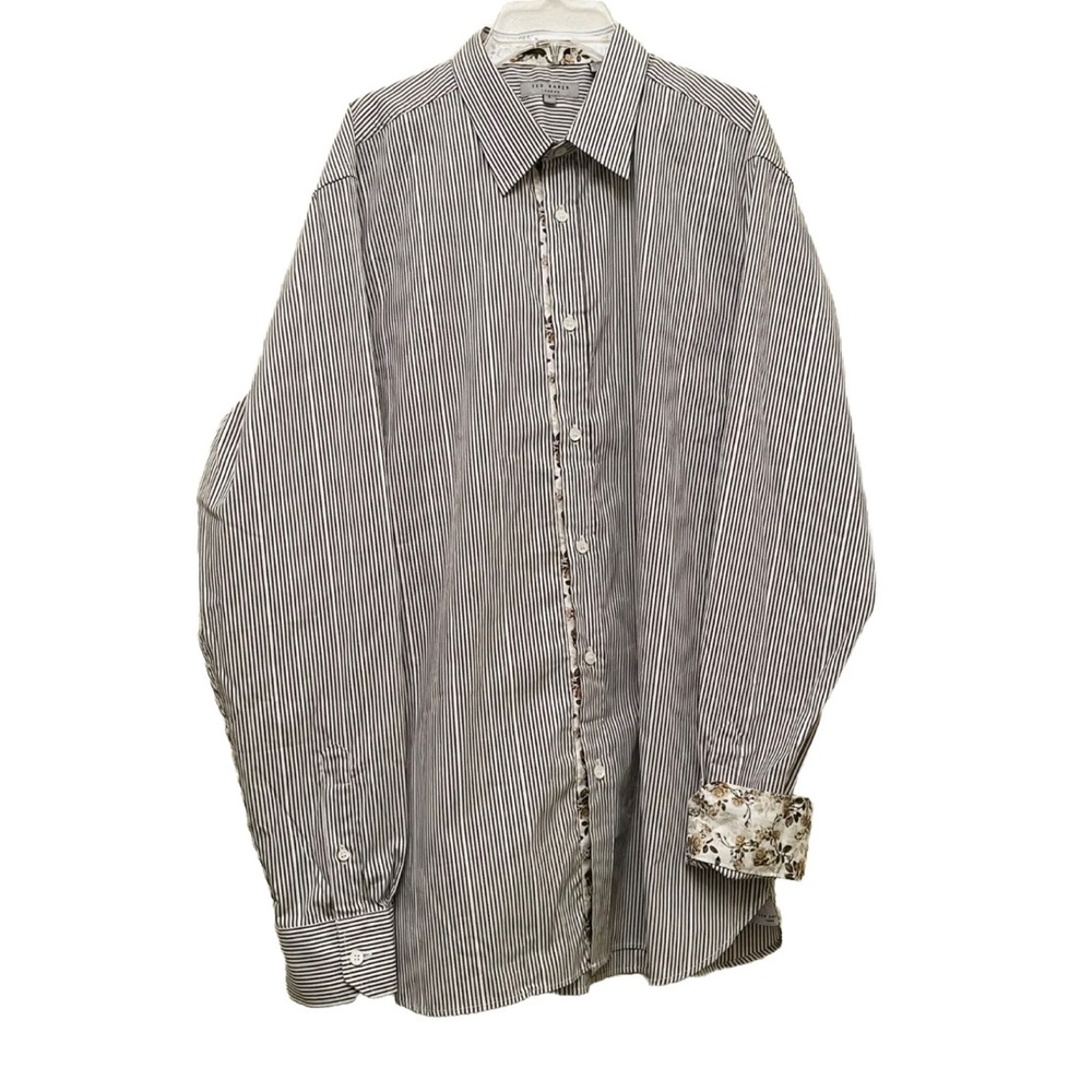 Ted Baker Mens Striped Long Sleeve Shirt Size 4 L